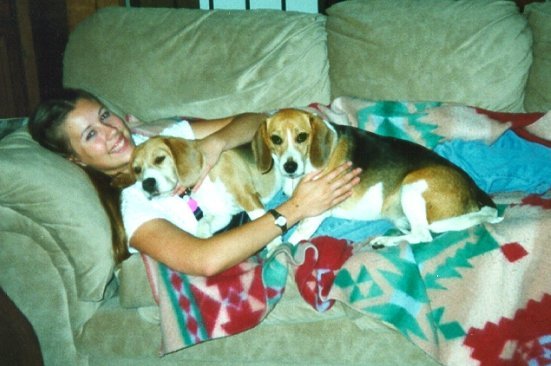 Crystal with her dogs